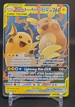 Pokemon Raichu & Alolan Raichu GX 54/236 Sm-Unified Minds Holo NM - Image 1