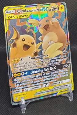 Pokemon Raichu & Alolan Raichu GX 54/236 Sm-Unified Minds Holo NM - Image 2