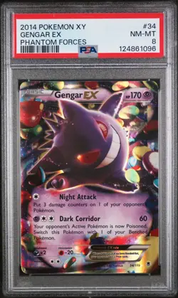 Pokemon Gengar EX XY Phantom Forces Holo Ultra Rare #34/119 PSA 8 - Image 1