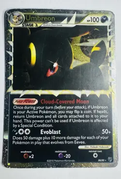 Pokemon Umbreon 86/90 Cloud-Covered Moon Undaunted Holo Rare 2010 English - Image 1