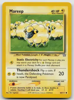 Mareep 65/111 Common Neo Genesis Pokemon Unlimited Lightly Played - Image 1