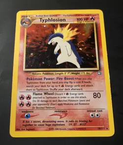 CREASED Pokemon TCG Neo Genesis Typhlosion 18/111 Unlimited Holo Rare W/ Swirl - Image 1