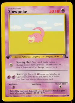 Slowpoke 55/62 1st Edition Common Fossil Pokemon Heavily Played - Image 1
