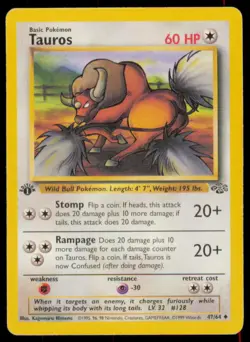 Tauros 47/64 1st Edition Uncommon Jungle Pokemon Heavily Played - Image 1