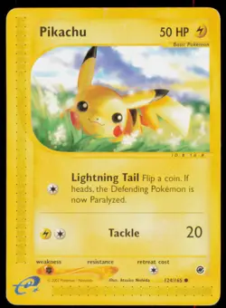 Pikachu 124/165 Common Expedition Base Set Pokemon Heavily Played - Image 1