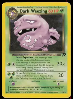 Dark Weezing 31/82 Rare Team Rocket Pokemon Unlimited Heavily Played - Image 1