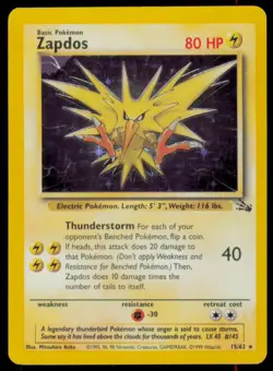 Zapdos 15/62 Holo Rare Fossil Pokemon Unlimited Holo Moderately Played #46 - Image 1