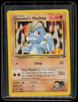 Giovanni's Machop 72/132 Common Gym Challenge Pokemon Unlimited Lightly Played - Image 1