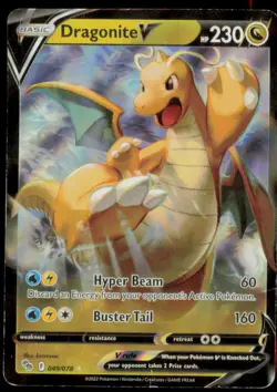 Dragonite V 049/078 Holo V Rare Pokemon GO Pokemon Heavily Played - Image 1