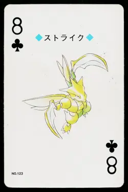 Scyther 8 of Clubs Pokemon Silver Deck Playing Cards Heavily Played - Image 1