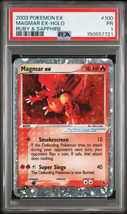 2003 POKEMON EX RUBY & SAPPHIRE #100 MAGMAR EX-HOLO PSA 1 - Image 1