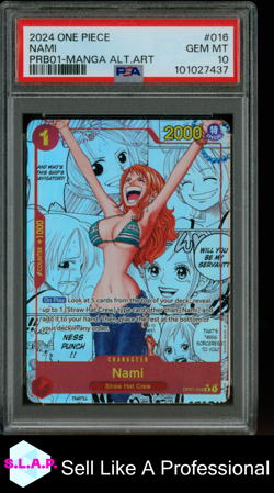 NAMI MANGA ALT ART ONE PIECE PRB01-PREMIUM BOOSTER CARD THE BEST 2024 016 PSA 10 - Image 1