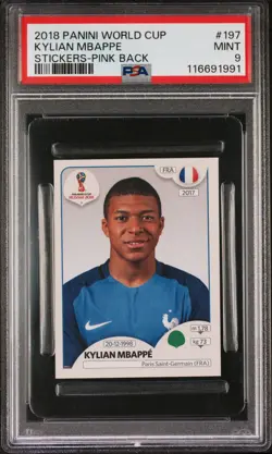 2018 PANINI WORLD CUP STICKERS PINK BACK #197 KYLIAN MBAPPE PSA 9 - Image 1