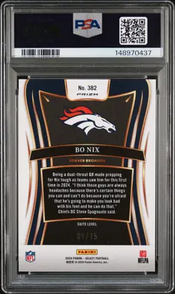 2024 PANINI SELECT PINK GLITTER Suite Level #382 BO NIX /15 PSA 9 Mint SP - Image 2