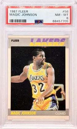1987-88 Fleer #56 Magic Johnson Los Angeles Lakers PSA 8 - Image 1
