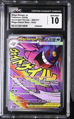 Mega Gengar EX 269/217 Attack Rare Holo Ascended Heroes Pokemon CGC 10 Gem Mint - Image 1