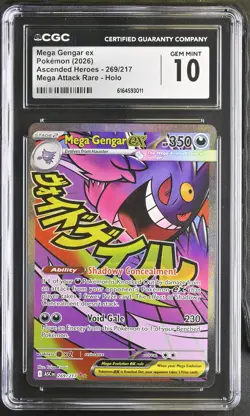 Mega Gengar EX 269/217 Attack Rare Holo Ascended Heroes Pokemon CGC 10 Gem Mint - Image 1