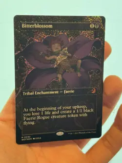 1X CONFETTI FOIL Bitterblossom BORDERLESS ANIME NM MTG Magic WOE Eldraine EDH - Image 2