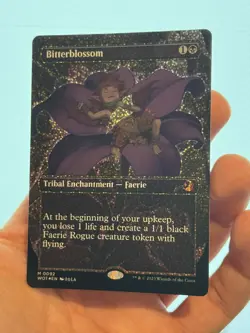 1X CONFETTI FOIL Bitterblossom BORDERLESS ANIME NM MTG Magic WOE Eldraine EDH - Image 3
