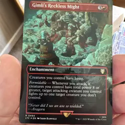 Mtg. Gimli's Reckless Might. Surge Foil Borderless. The Lord of the Rings. Nm - Image 1