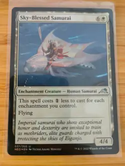 MTG Sky-Blessed Samurai (FOIL) 037 Kamigawa Neon Dynasty M/NM Free UK P&P - Image 1