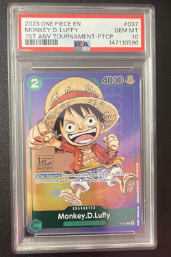 2023 One Piece Monkey D. Luffy 1st Anniversary Tournament #037 PSA 10 GEM MINT💎 - Image 3
