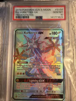 Pokemon 2019 Hidden Fates Shiny Vault Xurkitree GX SV58/SV94 FA Holo PSA 10 - Image 1