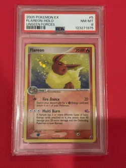 Pokemon EX 2005 Unseen Forces Flareon Holo Rare #5/115 PSA 8 NM Mint - Image 1