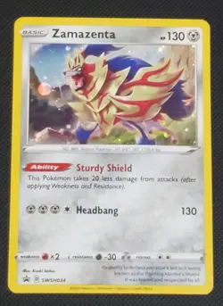 Pokemon TCG Zamazenta Black Star Promo Holo Card SWSH034 - Image 1