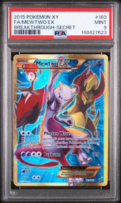 2015 POKEMON XY BREAKTHROUGH SECRET #163 FULL ART/MEWTWO EX PSA 9 - Image 1