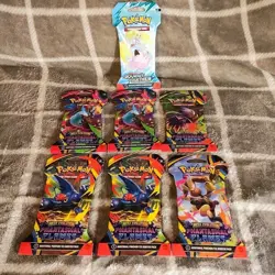 Pokemon TCG: ME Phantasmal Flames Sleeved Booster Packs X6 +Journey Together x1 - Image 1