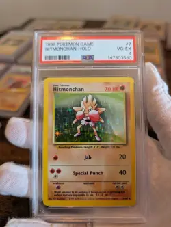 Pokemon / Hitmonchan / Base Set / Unlimited / Holo Rare / PSA 4 / 7-102 - Image 1