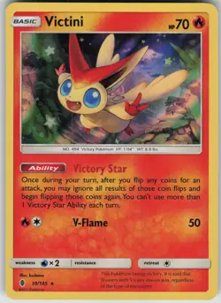 Pokemon TCG Victini Holo Rare SM - Guardians Rising 10/145 - Image 1