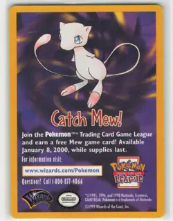 1999 Pokemon, Pokemon Insert Cards, Catch Mew Insert, MP - Image 1