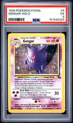 1999 Pokemon Fossil 5 Gengar PSA 5 151549325 - Image 1