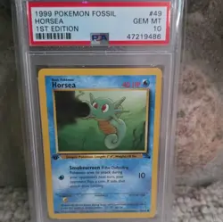 Pokemon Horsea Fossil 49/62 1st Edition PSA 10 Graded Regular EN 1999 - Image 1