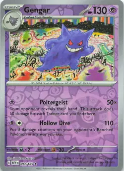 Gengar 094/165 Rare 151 Pokemon Reverse Holo Near Mint - Image 1