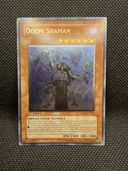 Yu-Gi-Oh! 1st edition EURO Doom Shamen Ultimate Rare TAEV-EN025 Mint+ - Image 1