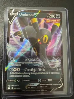 Umbreon V 094/203 Swsh07: Evolving Skies Holo Full Art Mint/Nm Pokemon Card Rare - Image 1