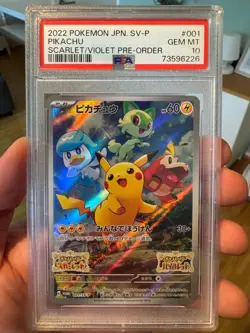 PSA 10 Pikachu Japanese Promo Scarlet Violet Pre-Order 001/SV-P 2022 Pokemon - Image 1