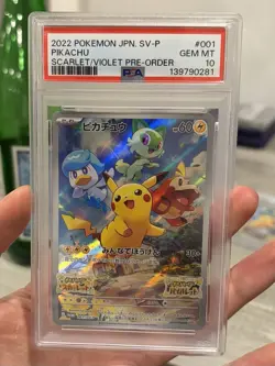 2022 POKEMON JAPANESE SV PROMO SCARLET & VIOLET PRE-ORDER #001 PIKACHU PSA 10 - Image 1