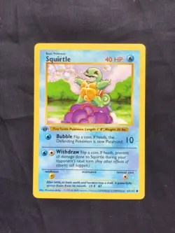 Pokemon Cards: Base Set 1st Edition Common: Squirtle 63/102 - Image 1