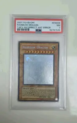 Yugioh Rainbow Dragon (Ghost Rare) (Chaos Neos Misprint) TAEV-EN006 PSA NM 7 - Image 1