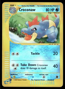 Cards Croconaw 74/165 Reverse Holo Expedition Base Set Uncommon DMG *CREASE* - Image 1