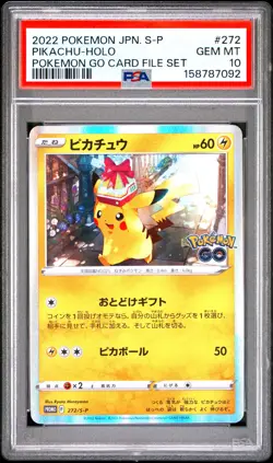 2022 POKEMON JAPANESE S PROMO POKEMON GO CARD FILE SET #272 PIKACHU-HOLO PSA 10 - Image 1