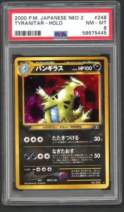 Pokemon Card - PSA 8 Tyranitar 248 - JPN Neo 2 Holo - NM-MT PSA8 - Image 1