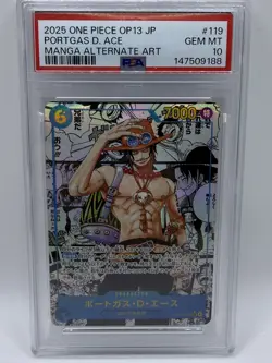 PSA 10 Ace OP13-119 Manga Alt Art Carrying on His Will One Piece Card Japanese - Image 1
