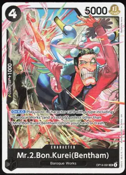 Mr.2.Bon.Kurei (Bentham) [OP14 - OP14-091]ENOne Piece Card GameThe Azure Sea'... - Image 1