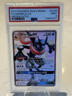 2019 POKEMON SUN & MOON FA/GRENINJA GX HIDDEN FATES PSA9 - Image 1