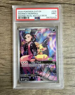 2025 Pokemon SVP EN-SV Black Star PROMO #206 MARNIE'S MORPEKO RIVAL PSA 9 - Image 1